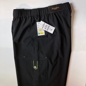 NWT Black Cargo Crop Pants PL Stretch Woven Poly High Waist Pockets Peck & Peck